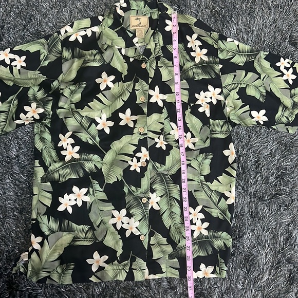 Jamaica Jaxx | Silk Hawaiian Polo | Black & Green | Medium - Picture 6 of 6
